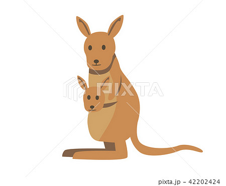 ワラビー 動物 生き物 かわいいのイラスト素材