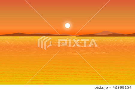 夕日 海岸 海 太陽のイラスト素材