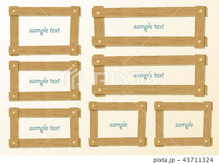 フレーム 木目 看板 イラスト 枠 かわいい 背景 ナチュラルの写真素材