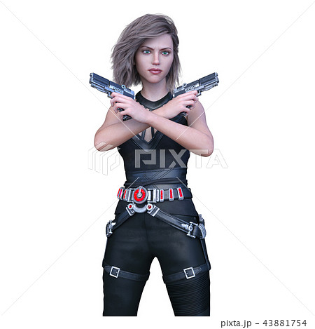 ポーズ 女性 人物 銃のイラスト素材