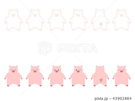 動物 豚 全身 可愛いのイラスト素材 Pixta