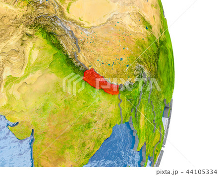 ネパール 地図 世界地図 アジアの写真素材