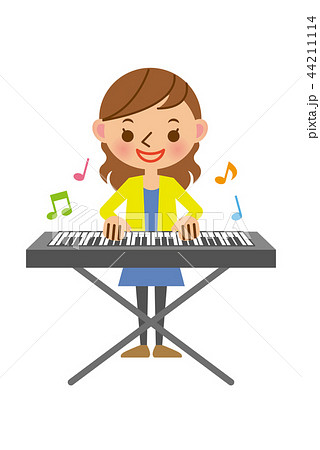 ピアノ 女の子 弾く 音楽のイラスト素材