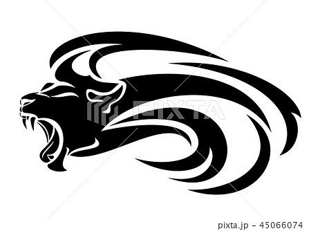 動物 ライオン イラスト 白黒 ブラックのイラスト素材 Pixta