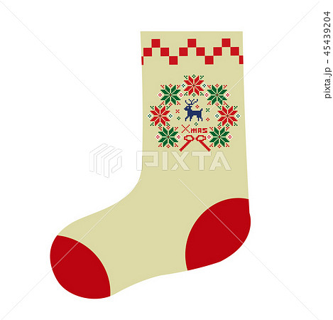 クリスマス 靴下 ドット絵 トナカイのイラスト素材