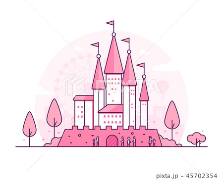 城 ピンク色 しろ お城のイラスト素材