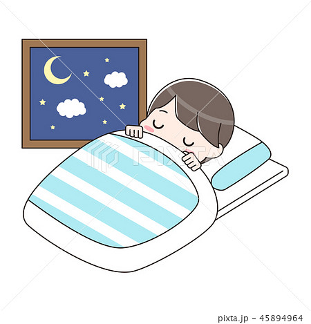 就寝 男の子 眠る 布団のイラスト素材