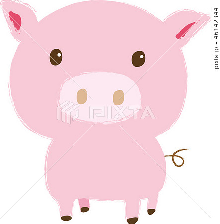 動物 豚 イラスト ピンク 生き物の写真素材