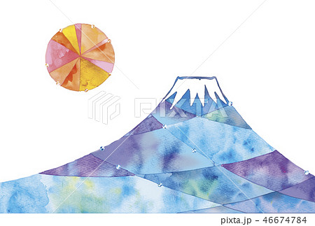 山 手描き 富士山 冠雪のイラスト素材