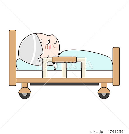 シニア 女性 介護ベッド 睡眠のイラスト素材