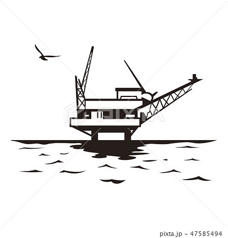 海 海岸 モノクロ 白黒のイラスト素材