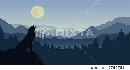 おおかみ オオカミ 狼 遠吠えのイラスト素材