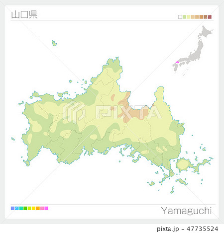 山口県の地図のイラスト素材