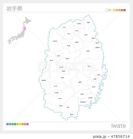 岩手 岩手県 地図 日本地図の写真素材