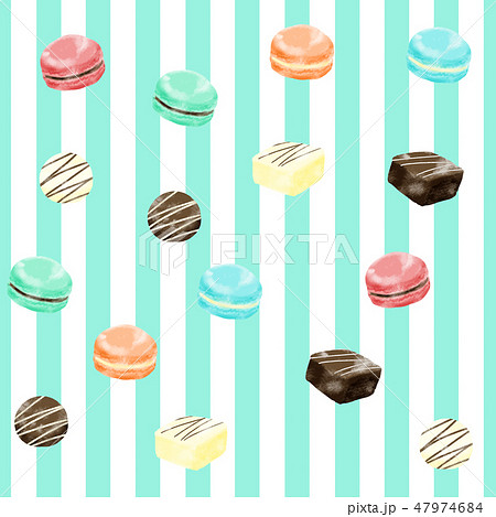チョコミント スイーツ お菓子 パターンのイラスト素材
