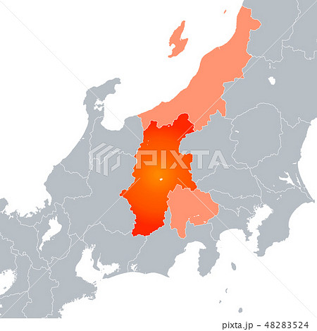 長野県 中部地方 地図の写真素材