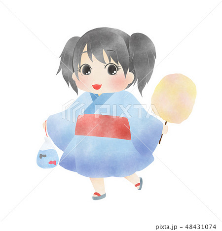 浴衣 女の子のイラスト素材