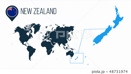 ニュージーランド 地図 国 アイコンのイラスト素材