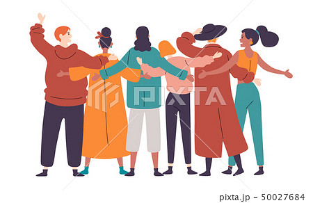 Group Of Diverse Happy People Standing Together のイラスト素材