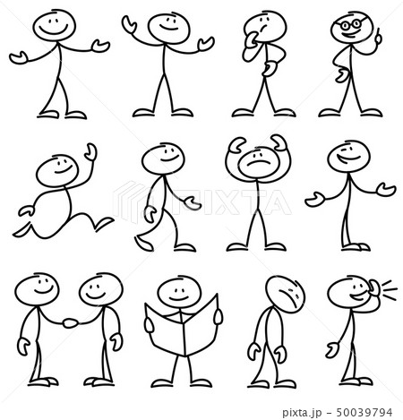 棒人間 キャラクター セット ポーズの写真素材