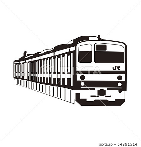 線路 電車 白黒 モノクロ 交通 イラストのイラスト素材
