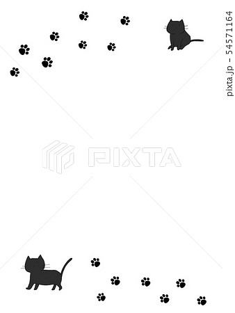 便箋 足跡 肉球 猫の写真素材