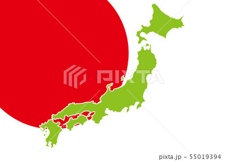 日本 地図 九州 赤のイラスト素材