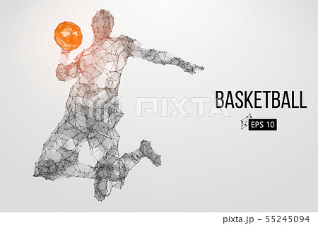 バスケ バスケットボール 人影 影のイラスト素材