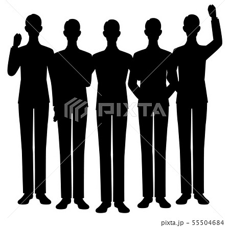 ビジネス 男性 ガッツポーズ シルエットのイラスト素材