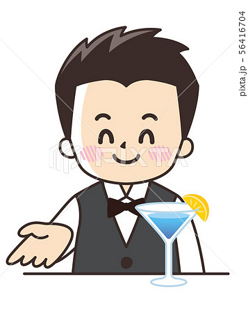 バー バーテンダー カクテル 男性のイラスト素材