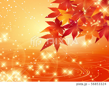背景 風景 素材 ベクター 自然 イラスト きれい 秋 紅葉 輝くのイラスト素材