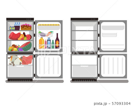 冷蔵庫 空っぽ 開ける 冷房機器のイラスト素材