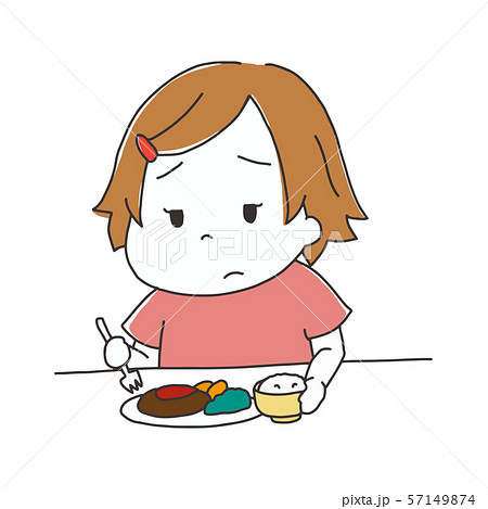女の子 子供 食事 食べるのイラスト素材