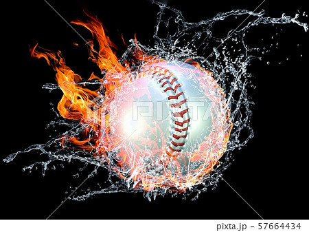 野球 ボール 炎 火のイラスト素材