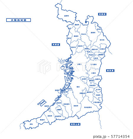 大阪 大阪府 地図 白地図のイラスト素材