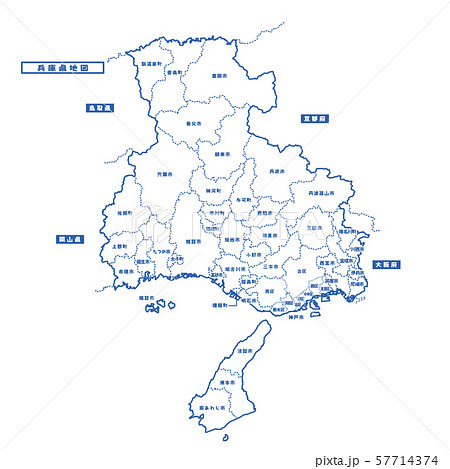 兵庫 兵庫県 地図 白地図のイラスト素材