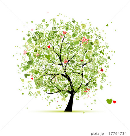 Love tree. Valentines day card for your design - Stock Illustration  [73063713] - PIXTA