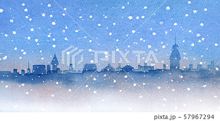 雪 風景 町並み ファンタジーのイラスト素材