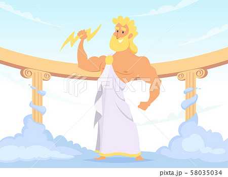 Zeus Greek Ancient God Of Thunder And Lightningのイラスト素材