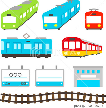 電車 乗り物 列車 セットのイラスト素材