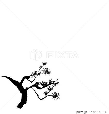 松 水墨画 イラスト 墨のイラスト素材