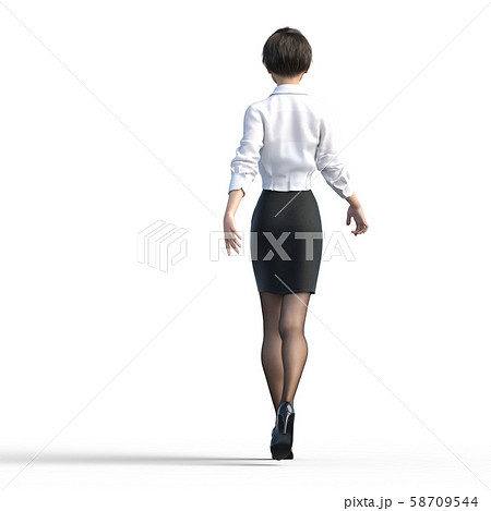 女性 歩く ワンピース 足のイラスト素材