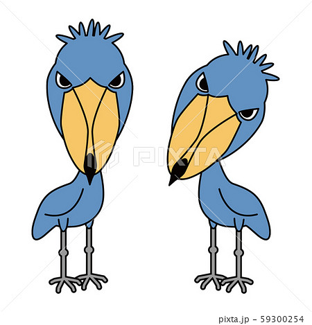 鳥 ハシビロコウ かわいいのイラスト素材