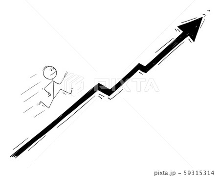 右肩上がり 増加 成長 矢印のイラスト素材