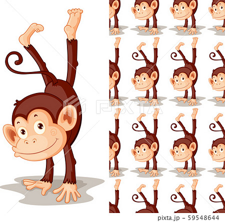 猿 逆立ち イラスト 動物 漫画のイラスト素材