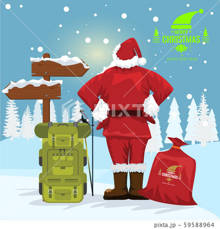 クリスマスのサンタクロース(後ろ姿)