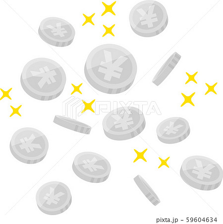 日本円 コイン お金 散らばるのイラスト素材