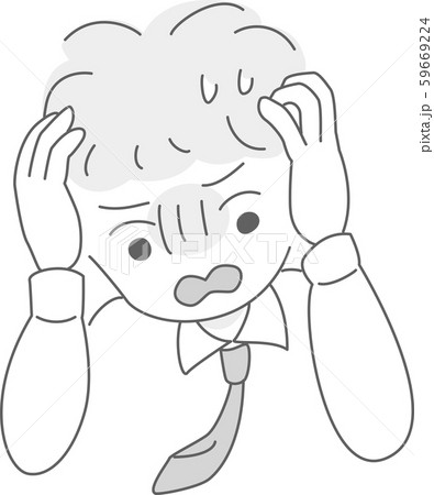 冷や汗 顔 焦りのイラスト素材
