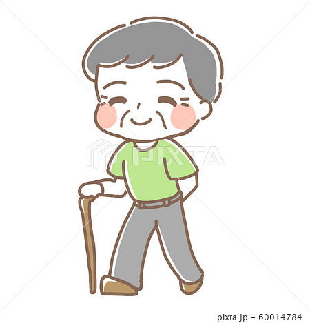 杖 ステッキ 老人 シニアのイラスト素材