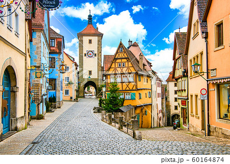 中世ヨーロッパ 町並みの写真素材